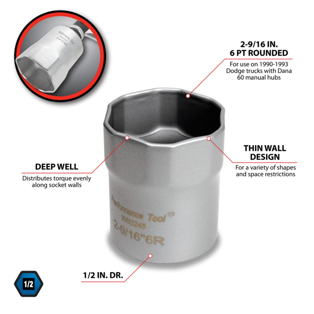 Performance Tool W83245 6-point rounded design ensures secure grip during service