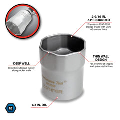 Performance Tool W83245 6-point rounded design ensures secure grip during service