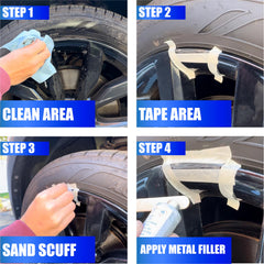 Permatex 09143 wheel restoration kit tools image highlights sanding and filler materials for smoother results.