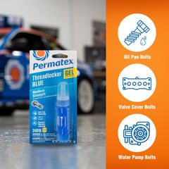 Dispensing Permatex 24010 blue gel for controlled application on small fasteners