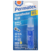 Permatex 24010 blue gel threadlocker with twist applicator for precise placement on bolts
