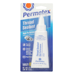 Permatex high-performance thread sealant 50ml white bottle closeup for leak-proof seals