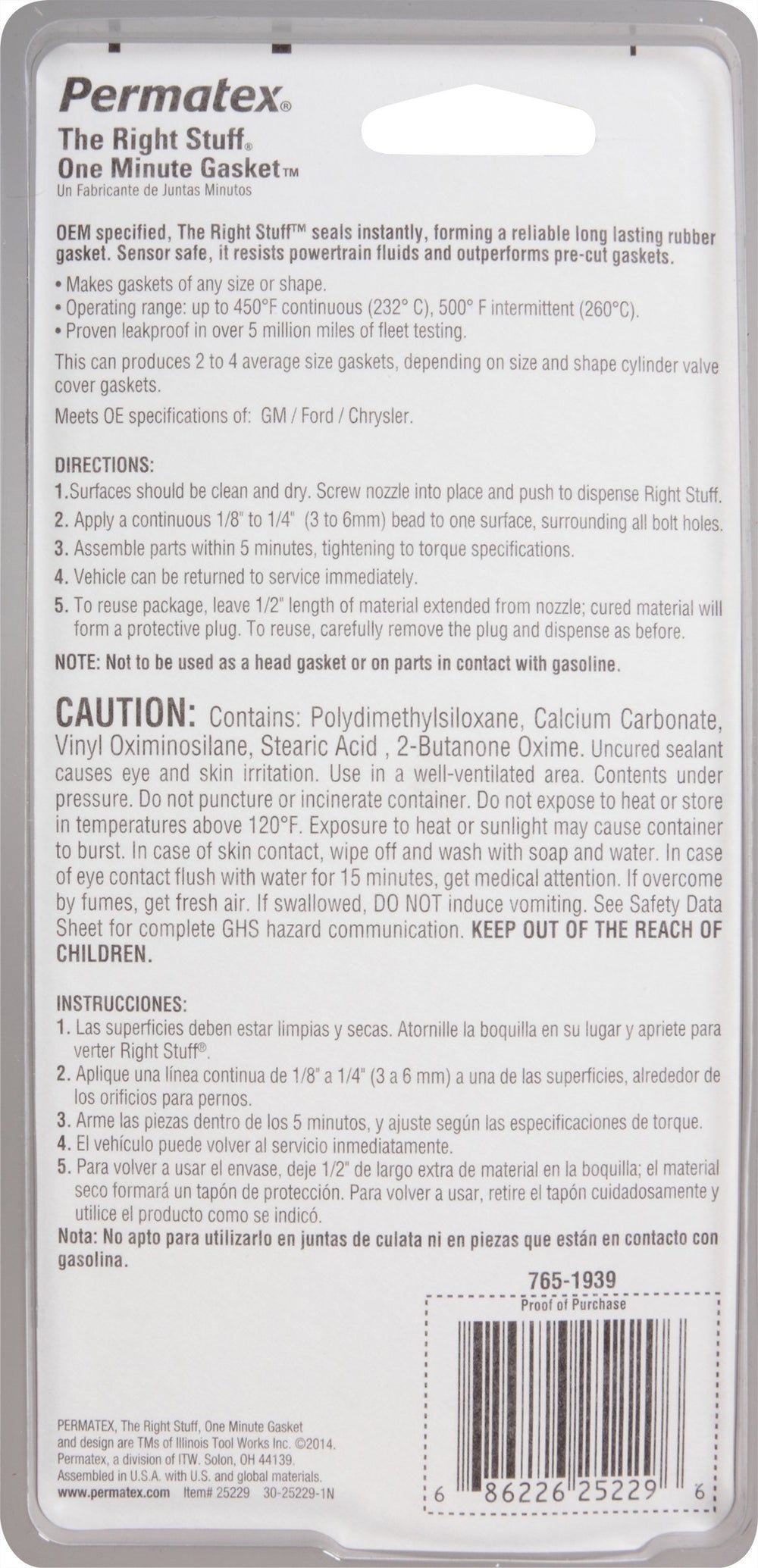 Permatex The Right Stuff formed in place gasket on engine demonstrates durable seal