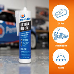 Even coat is achievable with Permatex Ultra Black for durable seals.
