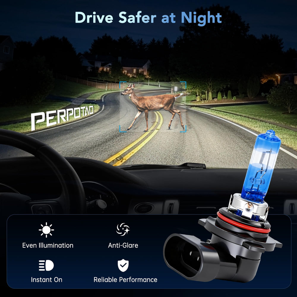 PERPOTAO 9012/HIR2 bulb in vehicle showing plug and play installation