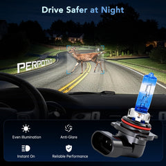 PERPOTAO 9012/HIR2 bulb in vehicle showing plug and play installation