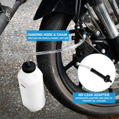 PESIKO brake bleeder chain with hooks holding the bottle in place