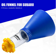 PESIKO funnel screws into engine cap for easy, controlled refilling.