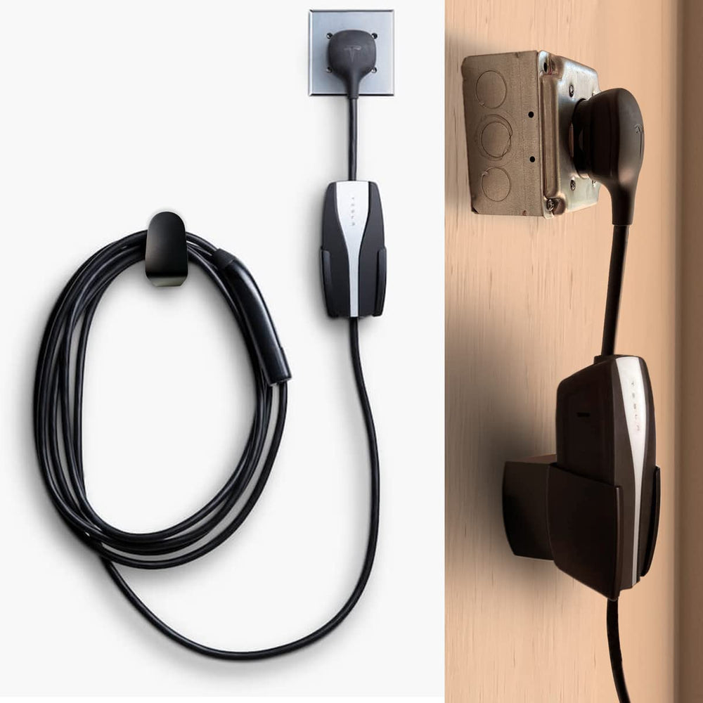 PHEOKER Tesla Gen 2 UMC wall mount bracket keeps cable tidy and secure.