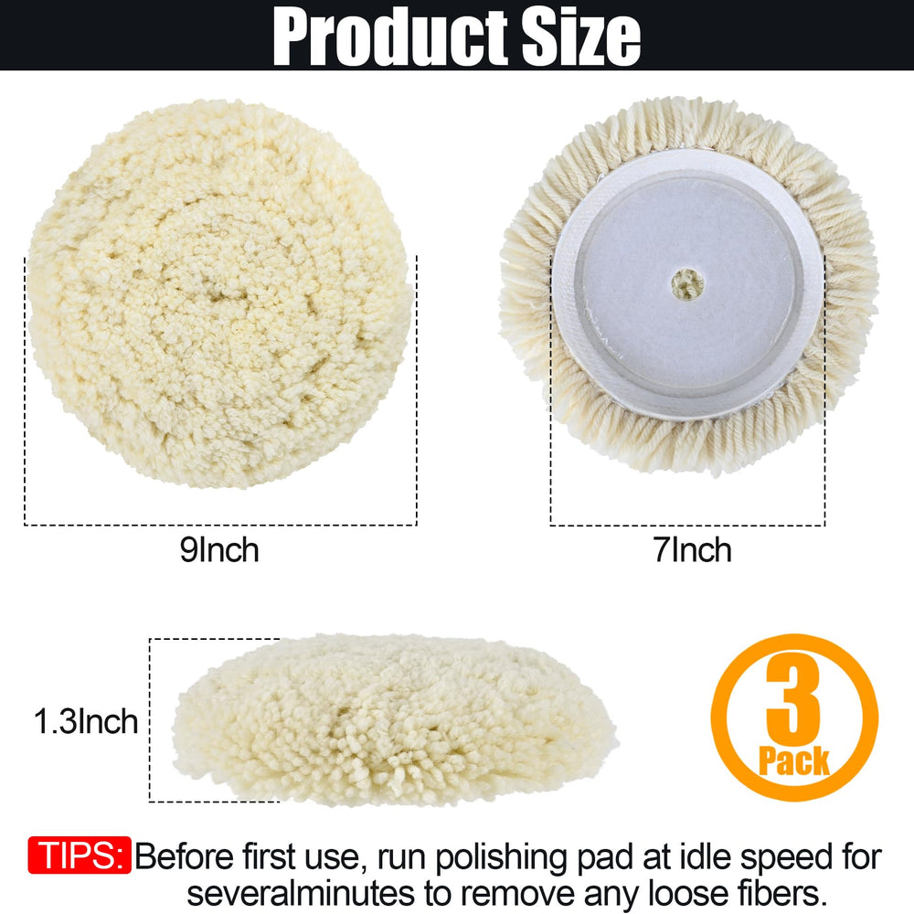 Phepetroll natural wool cutting pad closeup showing dense fibers for aggressive polishing