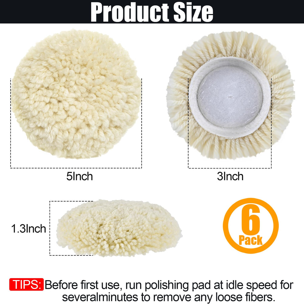 Phepetroll wool buffing pad 3in with hook-and-loop backing for quick attachment.
