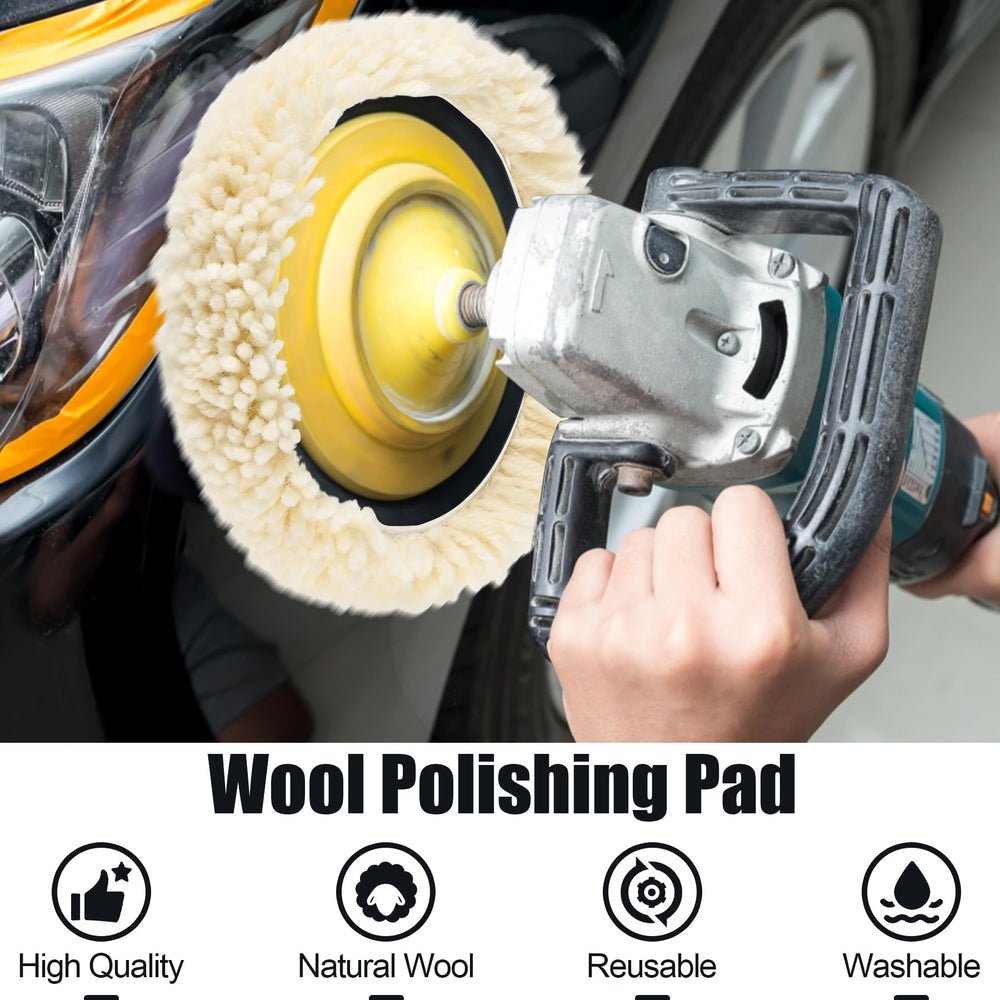 Phepetroll wool pad with easy attachment to most polishers.