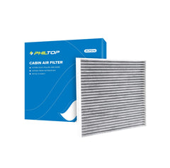 PHILTOP HEPA cabin filter box-front view highlighting compact design and brand.