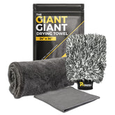 Phinish Giant Giant drying towel in action on SUV, fast one-pass absorption.