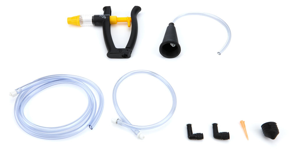 Phoenix Systems V-5 reverse brake bleeder assembly ready for quick air-free brake bleeding.
