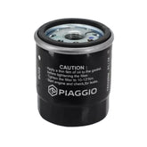 Piaggio Vespa 82635R oil filter, front view, supports clean oil flow