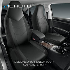 PIC AUTO leather seat cover on the front right seat with carbon fiber accents for comfort.