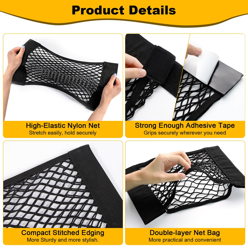 PIFOOG car storage net pocket mounted on seat area for easy reach