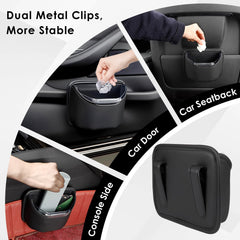 Compact PIFOOG trash bin shown fitting in car interior without crowding