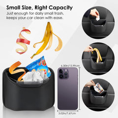 Black PU leather finish on PIFOOG trash can blends with car decor