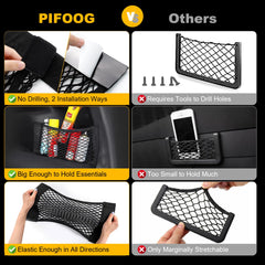 PIFOOG universal car storage net pocket large close-up demonstrating high capacity storage