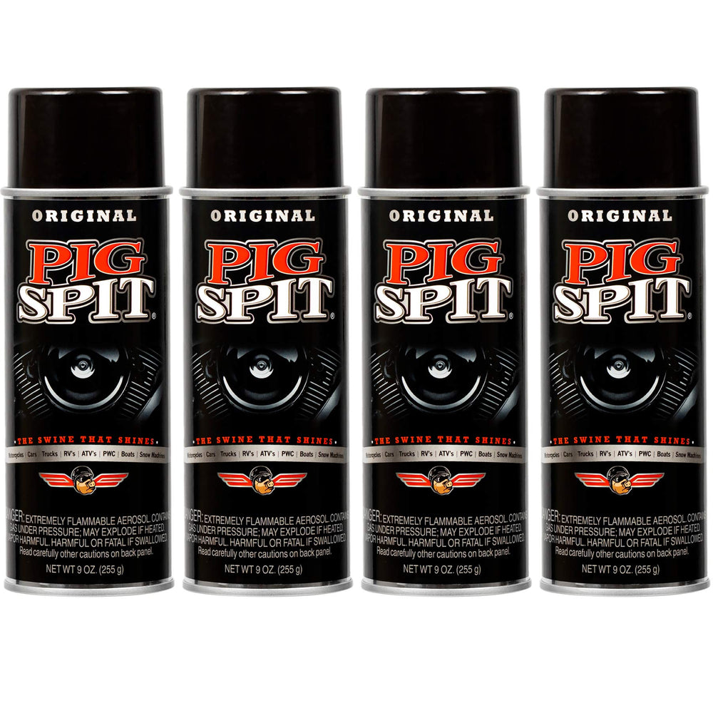 Pig Spit Original bottle pour demonstrates quick application for vinyl and trim shine.