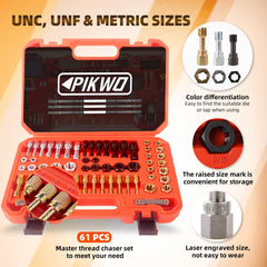 Pikwo thread pitch gauge included for precise identification