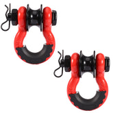 Pilida 3/4 in D-ring shackles, red pair, ideal for heavy-duty towing and recovery.