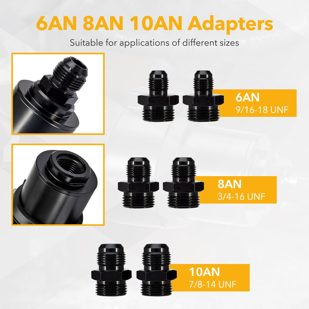 Pilida 8AN adapter enables broader fuel line compatibility.