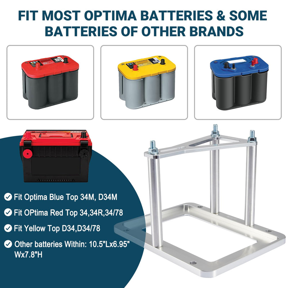 Pilida battery tray supports red top 34 batteries for reliable power on the go.