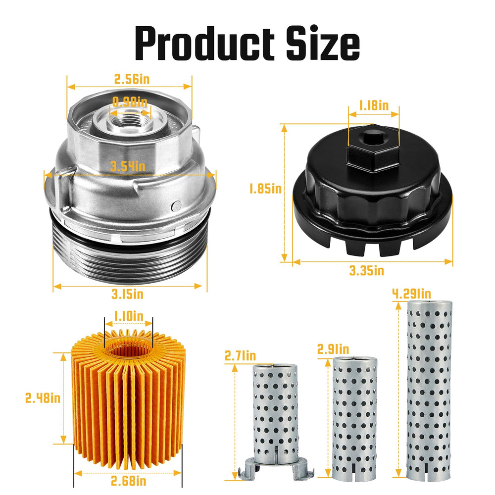 Pilida kit showing cap assembly, oil filter, wrench and tubes