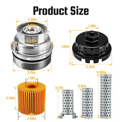 Pilida kit showing cap assembly, oil filter, wrench and tubes