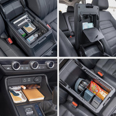 PIMCAR armrest tray shows top two layers for quick access to small items.