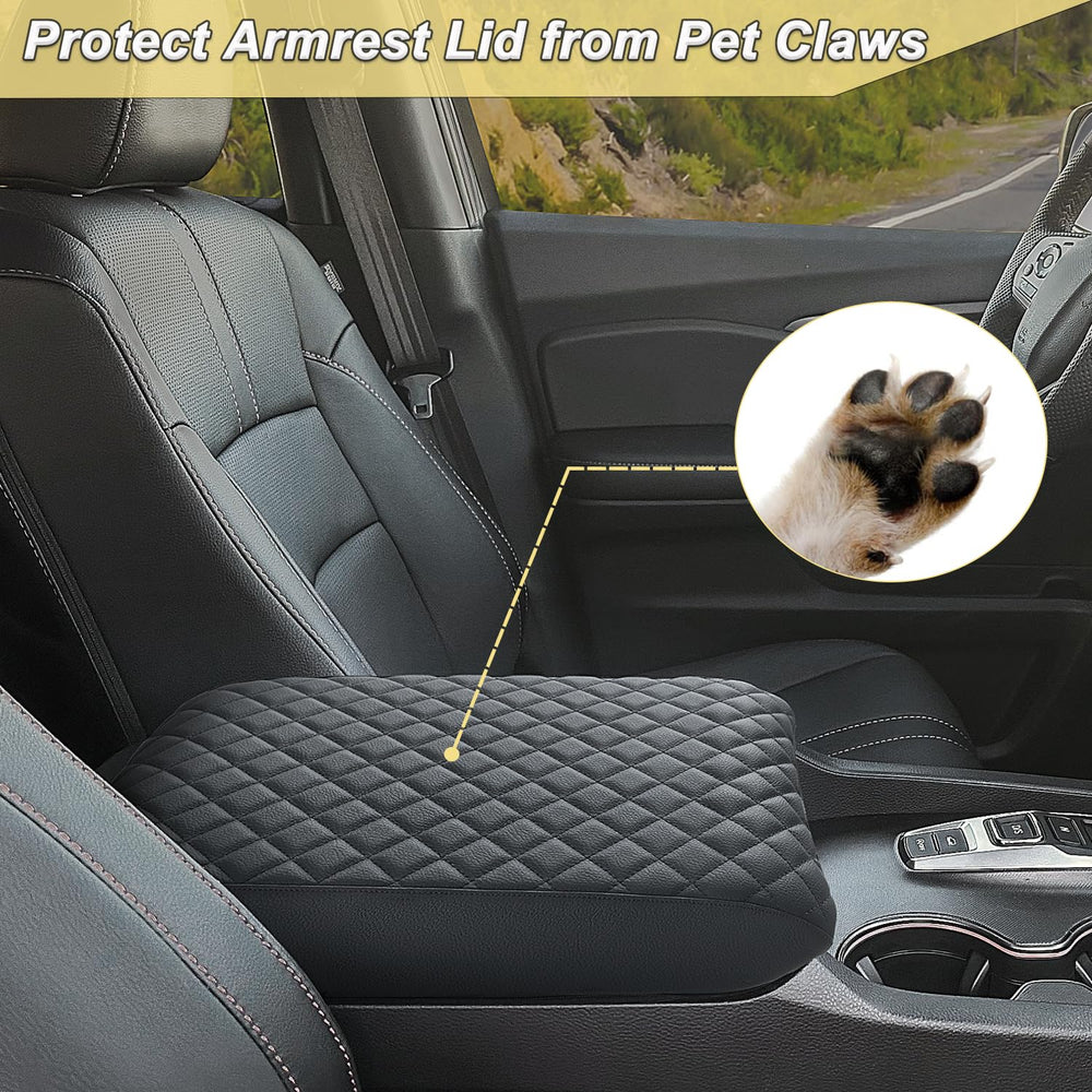 PIMCAR center console cover on Honda Ridgeline with diamond stitching detail.