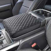 PIMCAR center console cover in work surface close-up protecting the F-150 surface from scratches