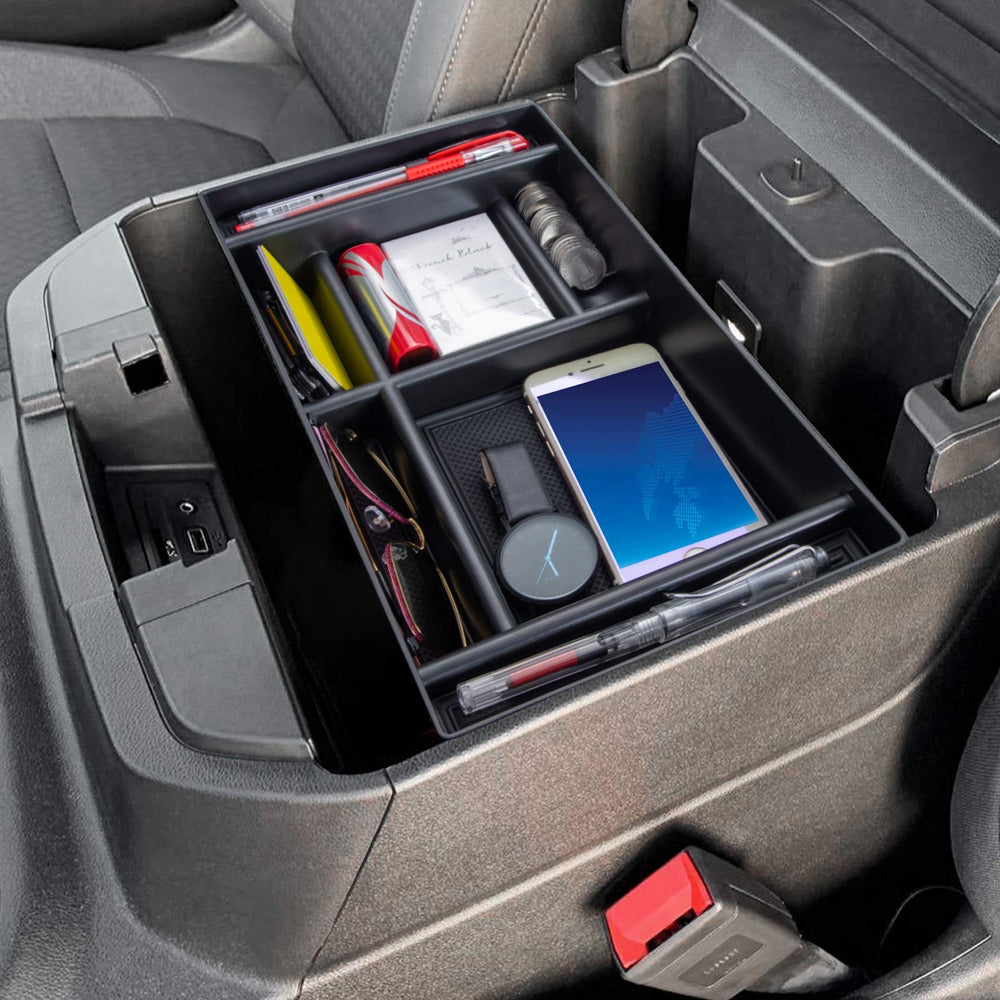 PIMCAR full-console organizer fits Silverado and Sierra with bucket seats for tidy storage