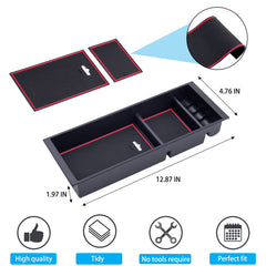 Close-up of PIMCAR console tray showing its design and fit
