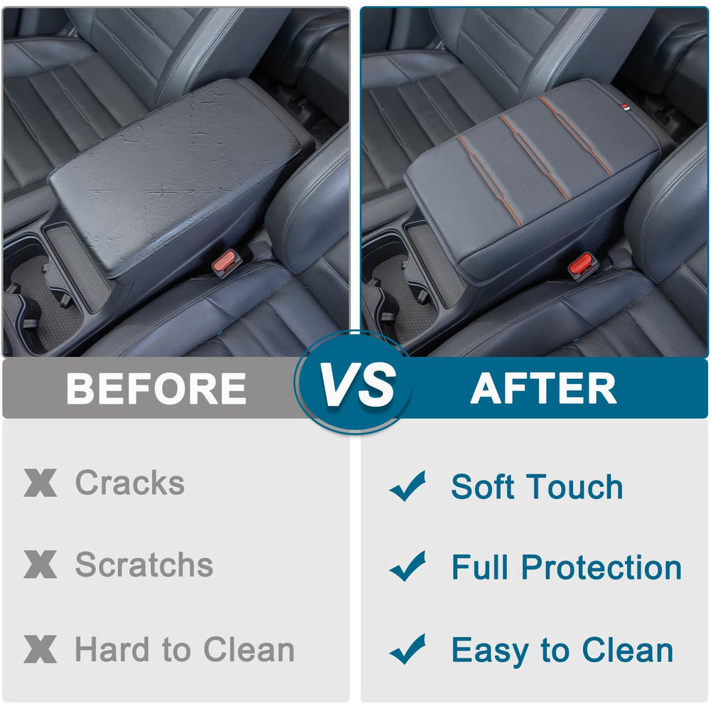 PIMCAR CR-V console cover orange stitching highlights stylish durability.
