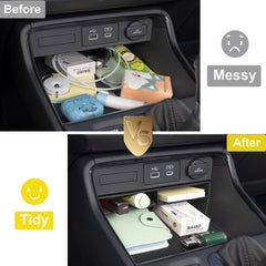 PIMCAR easy-install no-tools tray slides into CR-V center console