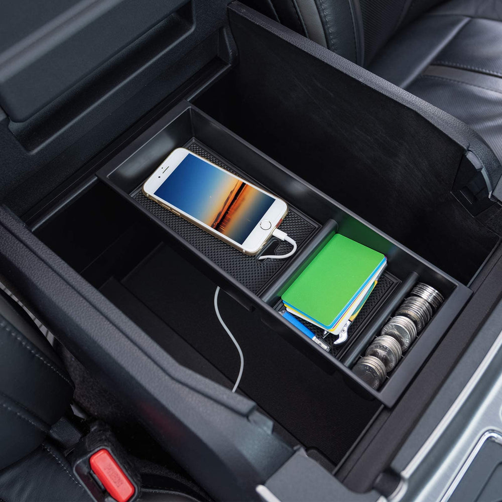 PIMCAR center console half-tray for Ford F-Series enhances storage without obstructing fit