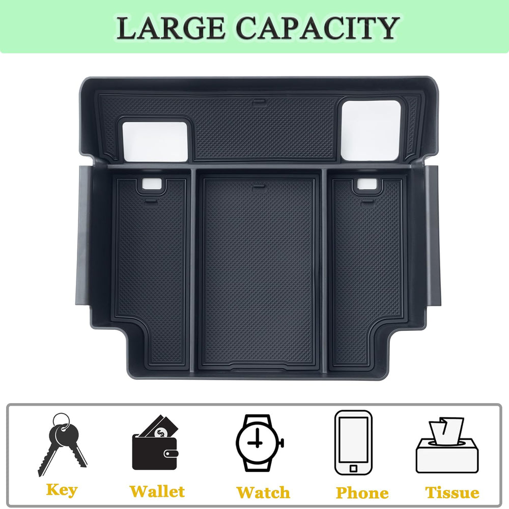 PIMCAR center console organizer with non-slip rubber pads prevents shifting.