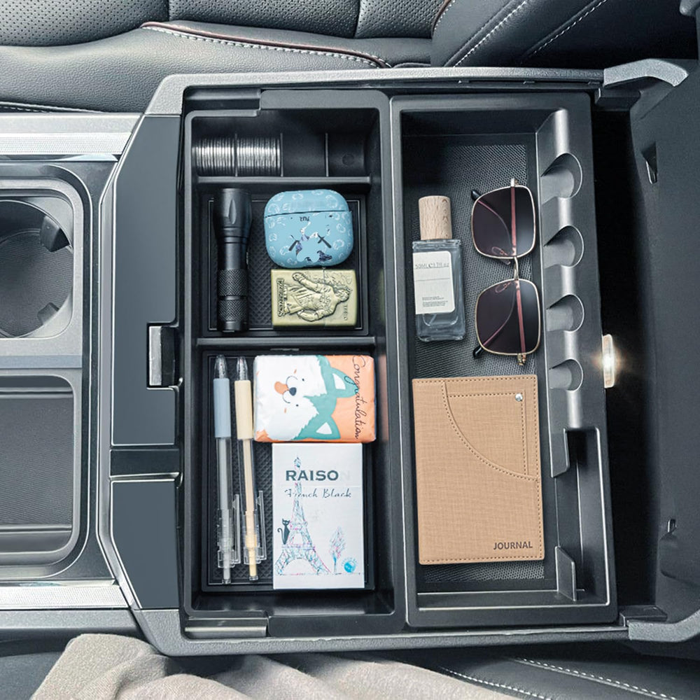 PIMCAR half-size tray installation shown as tool-free setup for Ford Super Duty.