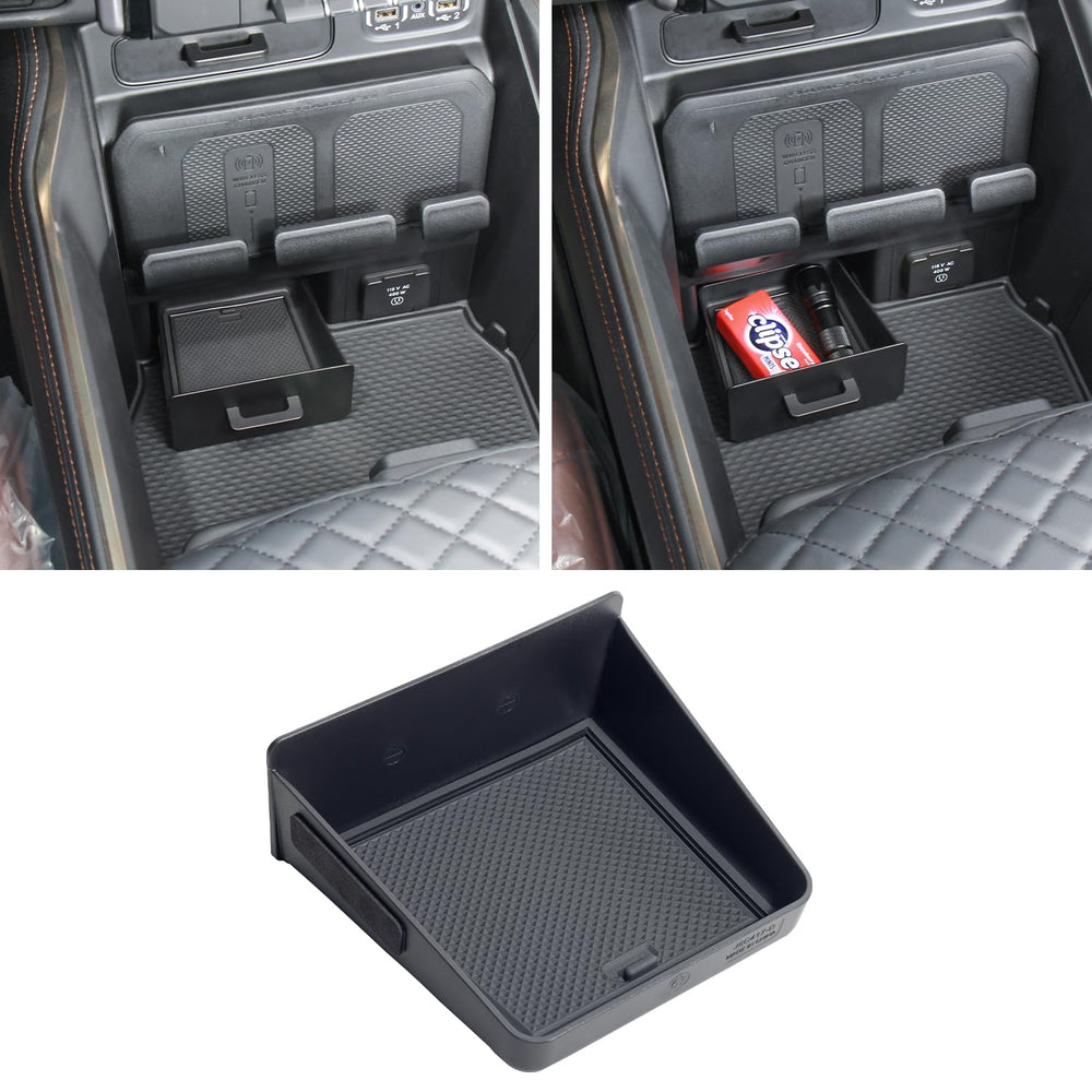 PIMCAR removable storage drawer in RAM cubby keeps items organized on the go.