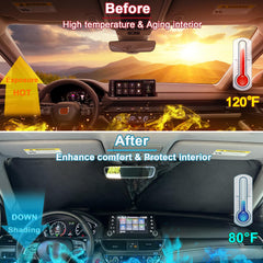 PIMCAR 310T sunshade material reflects UV rays to protect interior.