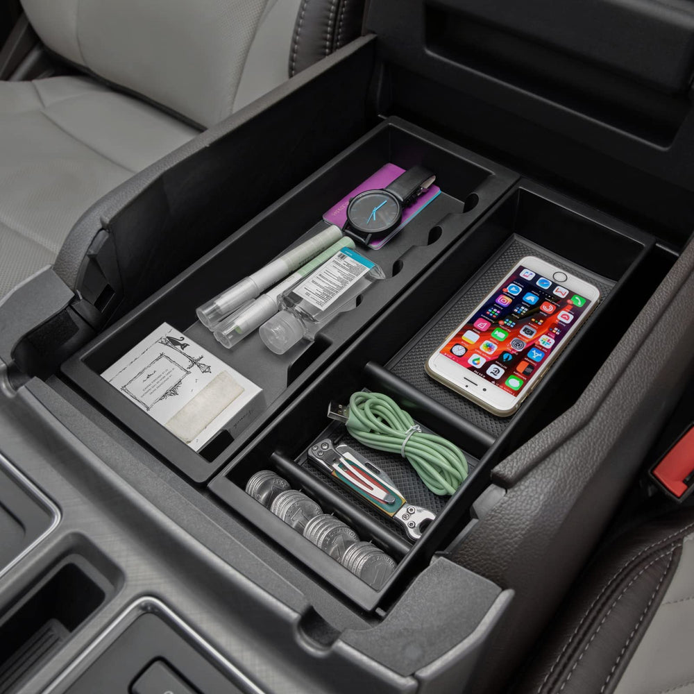 PIMCAR tray with non-slip pads prevents items from sliding on rough roads.