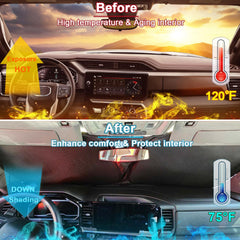 PIMCAR windshield shade for GMC Sierra 1500 front view helps keep cabin cooler.