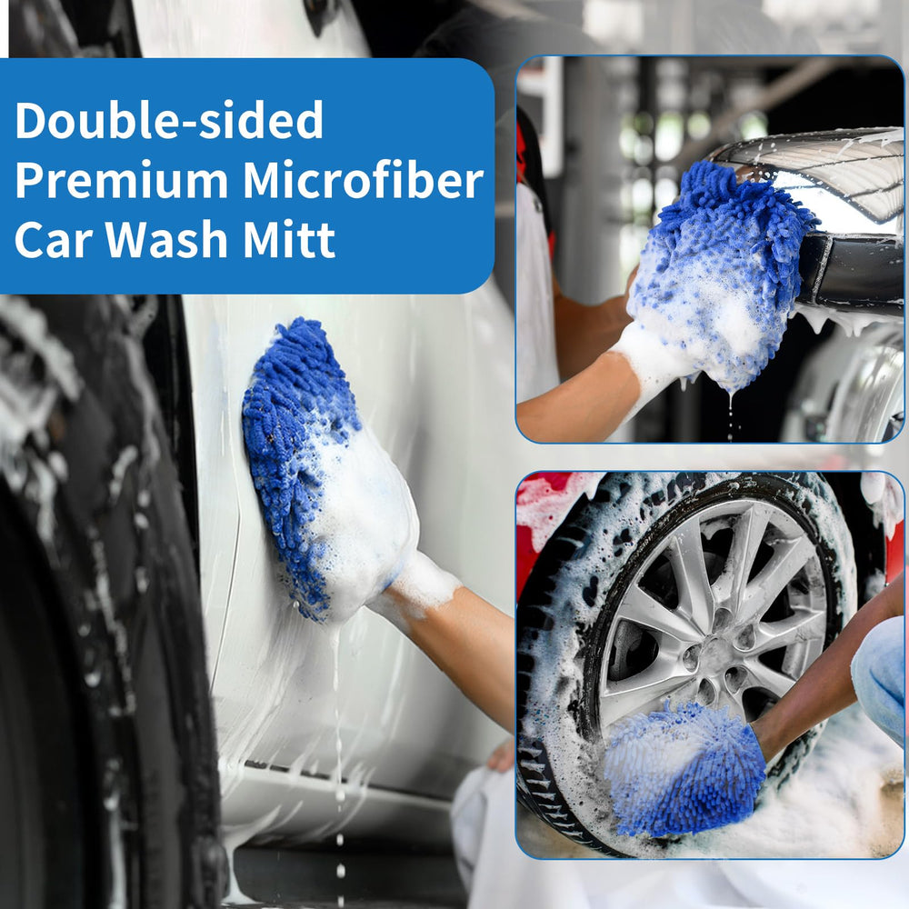 PIMEKOY 2-in-1 brush and mitt kit saves time with wider washing coverage.