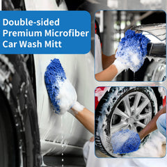 PIMEKOY 2-in-1 brush and mitt kit saves time with wider washing coverage.