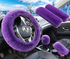 Pinbola steering wheel cover in purple with plush grip for comfort