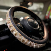 Pinctrot Bling Bling steering wheel cover in gold with sparkling rhinestones for a stylish grip